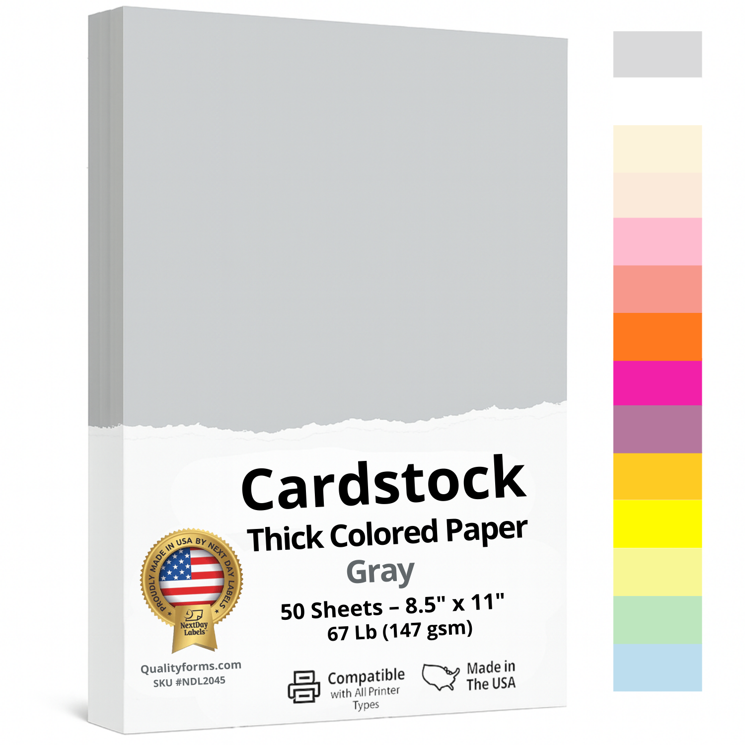 8-1/2 x 11" Letter Size, Gray Cover Card Stock