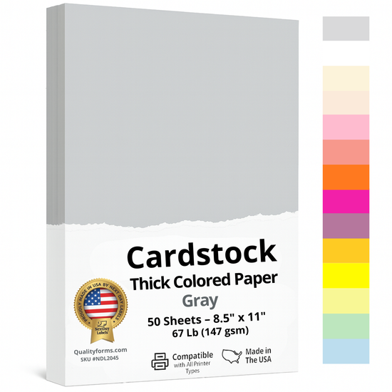 8-1/2 x 11" Letter, 67 Lb. Cover Card Stock, Gray