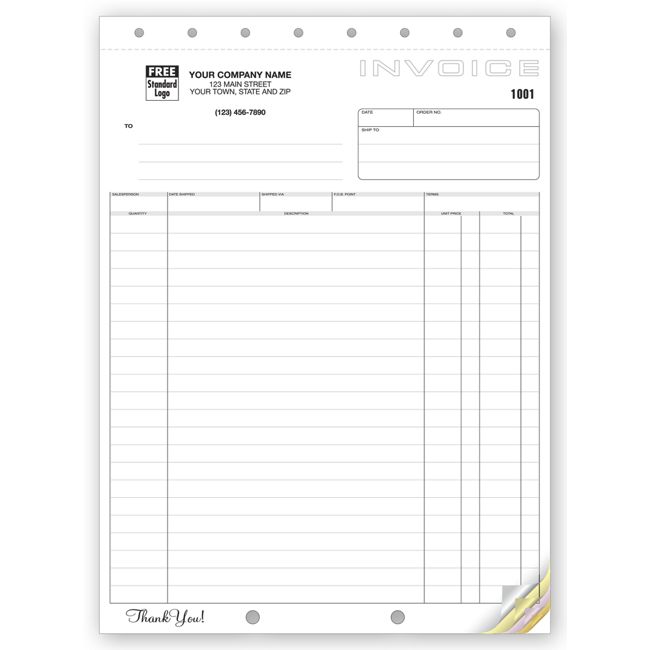 Shipping Invoice,Classic Design, 8 1/2 X 11"