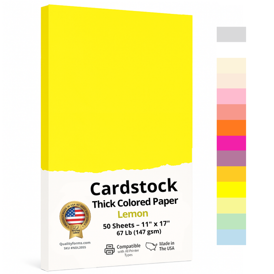 11 x 17" Ledger, 67 Lb. Cover Card Stock, Lemon