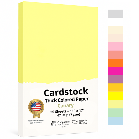11 x 17" Ledger, 67 Lb. Cover Card Stock, Canary