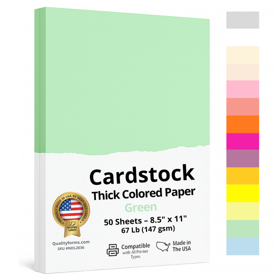 8-1/2 x 11" Letter, 67 Lb. Cover Card Stock, Green