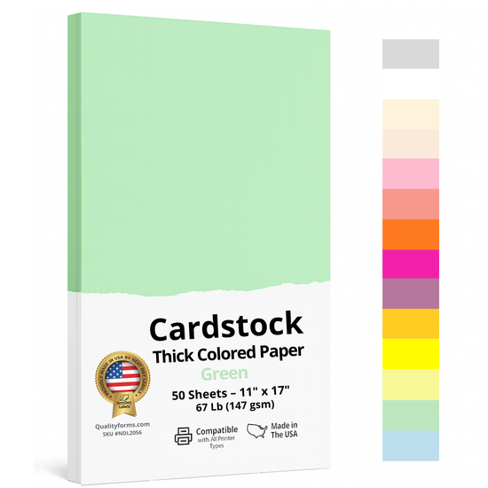 11 x 17" Ledger, 67 Lb. Cover Card Stock, Green