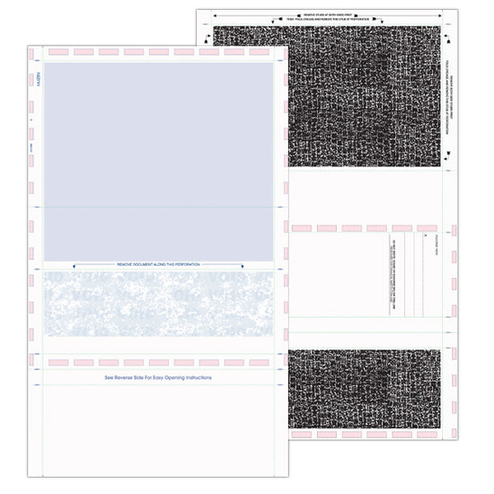 8 1/2″ x 14″ Pressure Seal Security Check Form with Blue Void, Uneven Z Fold