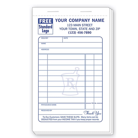 3-3/8 x 5-1/2" Large Pharmacy Sales Slips