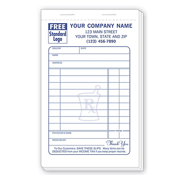 3-3/8 x 5-1/2" Large Pharmacy Sales Slips