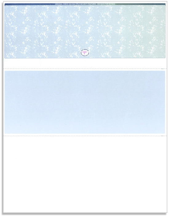 Blank Laser Top Check Paper, Blue/Green Prismatic
