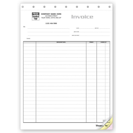 Contractor Invoice - Itemized Invoice for Large Jobs, 8 1/2 X 11"