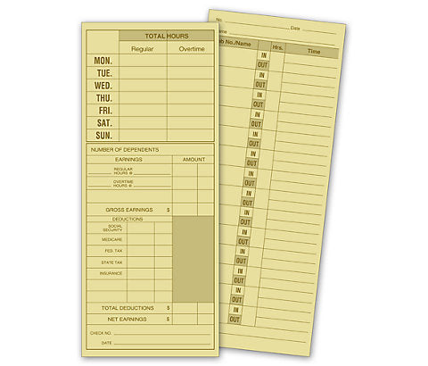 3 1/2 X 8 1/2" Daily Job Time Card