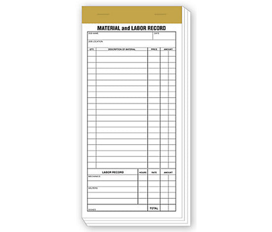 Compact Material & Labor Records, 4 1/4 x 8 1/4"