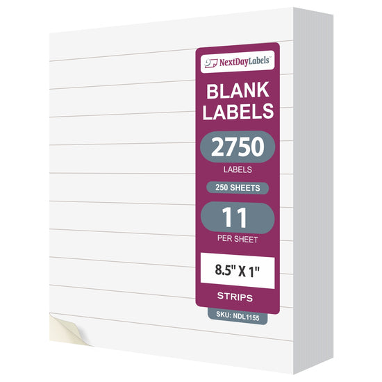 8-1/2" x 11", 11 Labels per Sheet, 8.5" x 1" Each Label