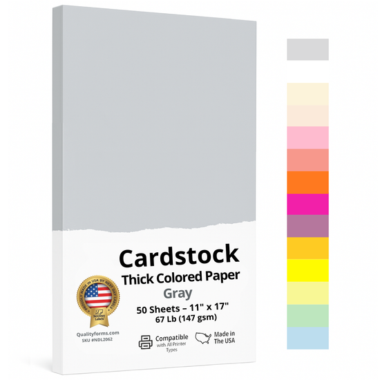 11 x 17" Ledger, 67 Lb. Cover Card Stock, Gray