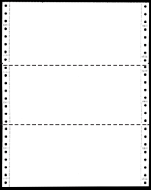 9-1/2 x 3-2/3" Continuous Computer Paper, 20# White, 1 Part, Side Perfs