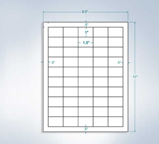 8-1/2" x 11", 50 Labels, per Sheet,1.5'' x 1''