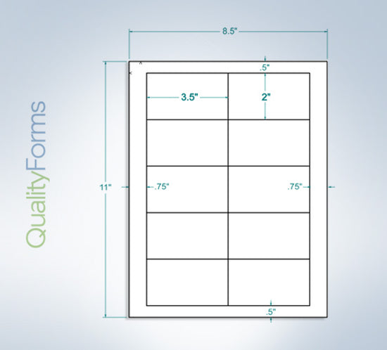 8-1/2" x 11", 10 Labels, per Sheet, 3.5" x 2"