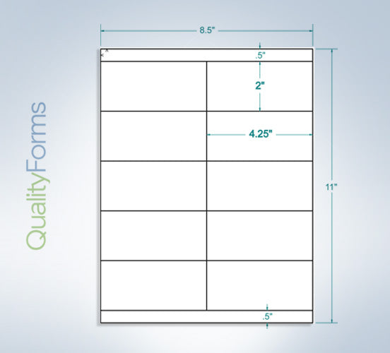 8-1/2" x 11", 10 Labels, per Sheet,4.25" x 2"
