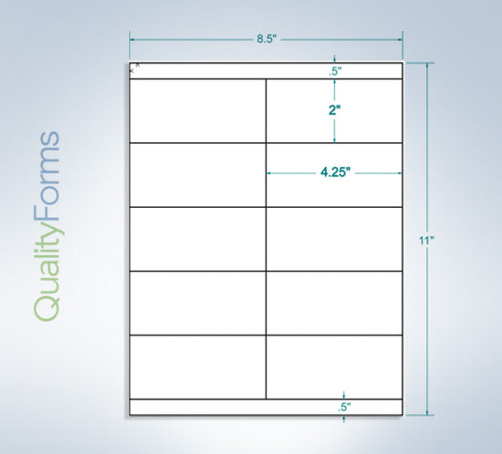 8-1/2" x 11", 10 Labels, per Sheet,4.25" x 2"