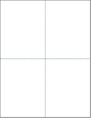 8-1/2 x 11 Laser Cards 4 Up - White