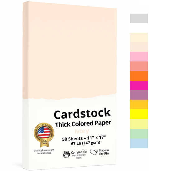 11 x 17" Ledger, 67 Lb. Cover Card Stock, Ivory