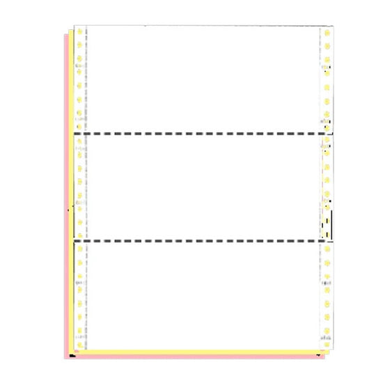 9-1/2 x 3-2/3" Continuous Computer Paper, Color, 3 Part, Side Perfs