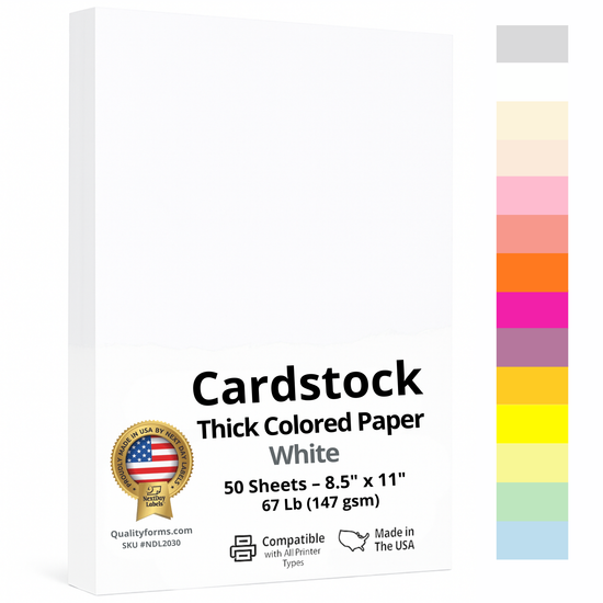8-1/2 x 11" Letter, 67 Lb. Cover Card Stock, White