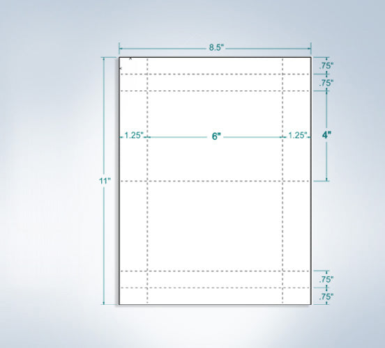 8-1/2x11" Laser Cards, 6" x 4" White