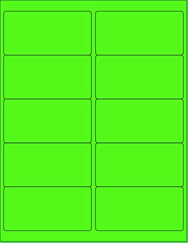 8-1/2" x 11" Fluorescent Green 10 Labels per Sheet 4 x 2