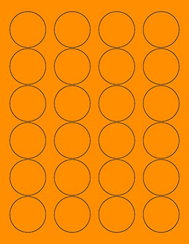 8-1/2" x 11" Fluorescent Orange 24 Labels per Sheet 1.66" Round