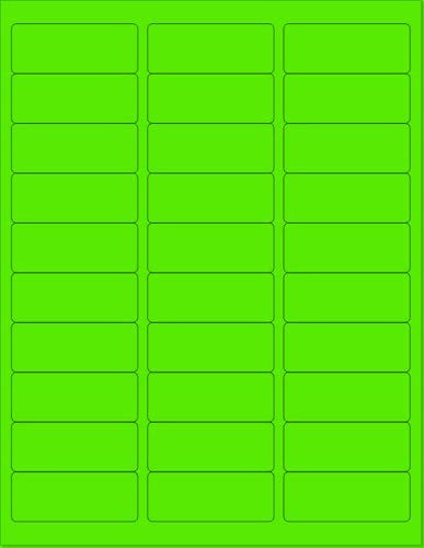 8-1/2" x 11" Fluorescent Green 30 Labels per Sheet 1 x 2-5/8