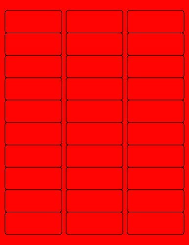 8-1/2" x 11" Red Fluorescent 30 Labels per Sheet 1" x 2-5/8"