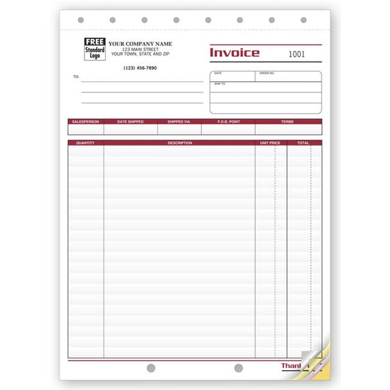 Shipping Invoice - Large, 8 1/2 X 11"