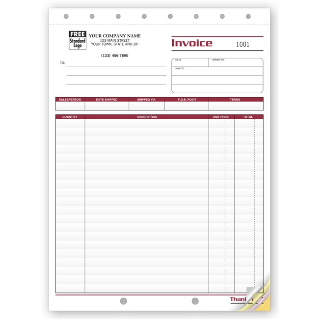 Shipping Invoice - Large, 8 1/2 X 11"
