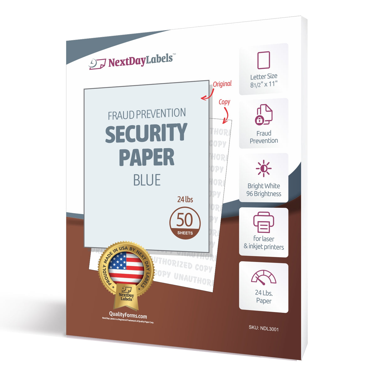 Security Paper,1 Part, Light Blue