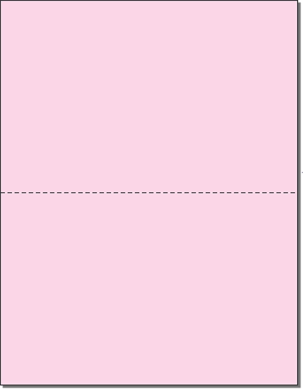 8-1/2 x 11" 20#, Pink, Perforated Paper, 1 Horizontal perf at 5-1/2"