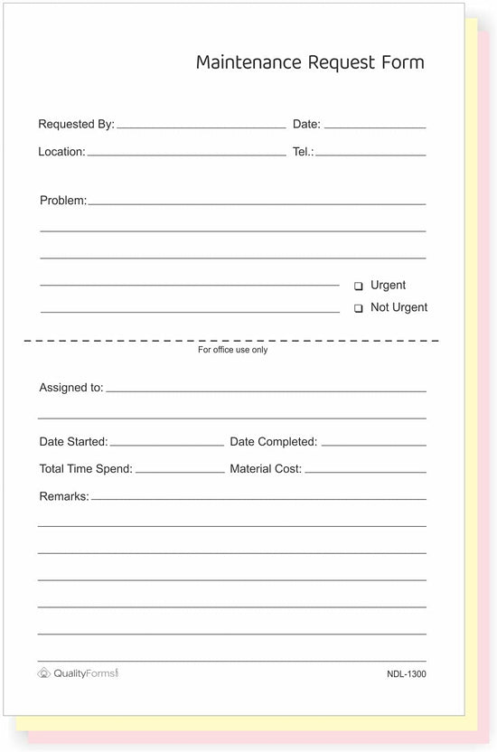 Maintenance & Repair, Request Forms, 5.5" x 8.5"