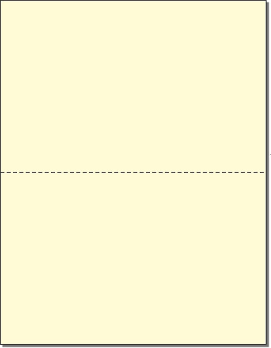 8-1/2 x 11" 20#,Canary, Perforated Paper, 1 Horizontal perf at 5-1/2"