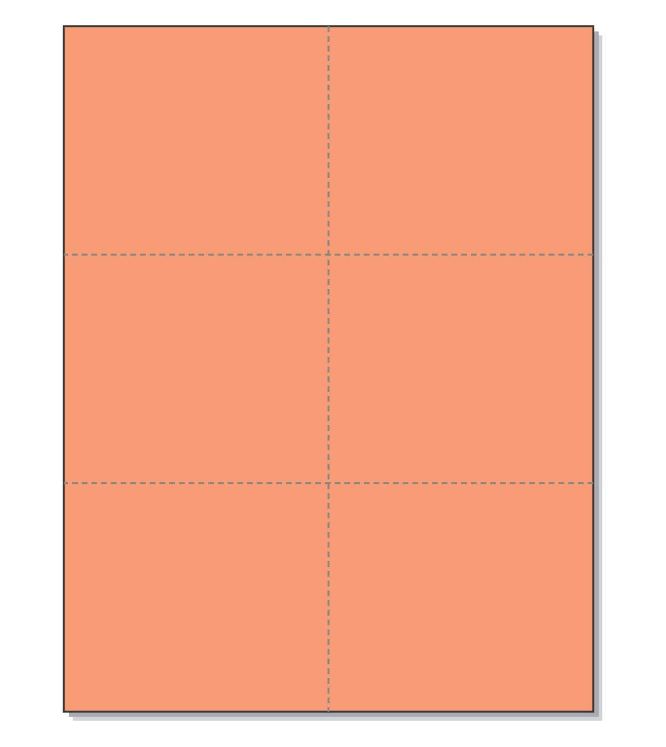 8-1/2 x11 Laser Cards 6 Up - Salmon