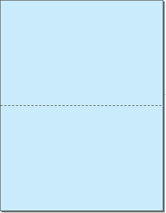 8-1/2 x 11" 20#, Blue, Perforated Paper, 1 Horizontal perf at 5-1/2"