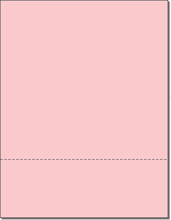 8-1/2 x 11 Pink 20# Paper 1 Horizontal Perforation @ 3" from bottom