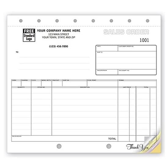 8-1/2 x 7'' Classic Small Sales Orders, Available in 2, 3 & 4 Parts