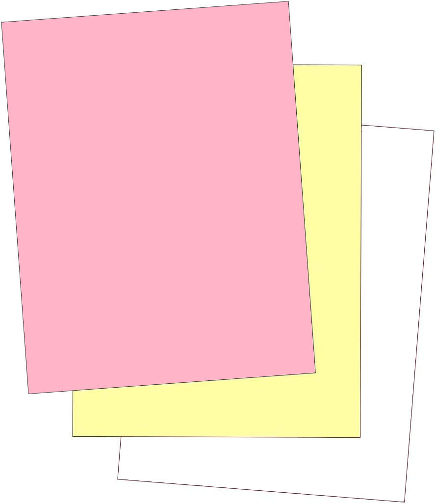 8-1/2 x 11" Laser Carbonless 3 Part Paper, Reverse, Pink, Canary & White