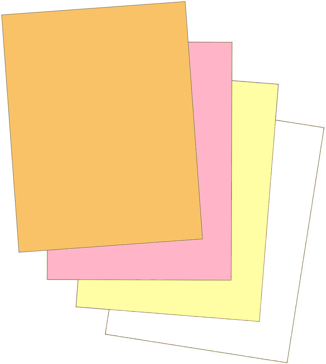 8-1/2 x 11" Laser Carbonless 4 Part Paper, Reverse, Gold, Pink, Canary & White