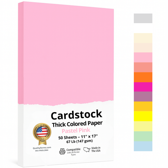 11 x 17" Ledger, 67 Lb. Cover Card Stock, Pink