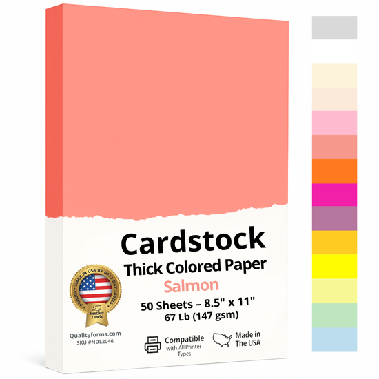 8-1/2 x 11" Letter, 67 Lb. Cover Card Stock, Salmon