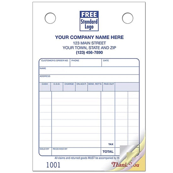 4 x 6'' Multi-Purpose Register Forms Classic Design, Small Format Available in 2, 3 & 4 Parts