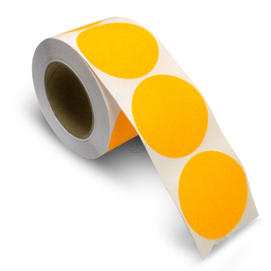 3" Circle Color Stickers, 500 Permanent Labels, 3" Core, Orange Fluorescent