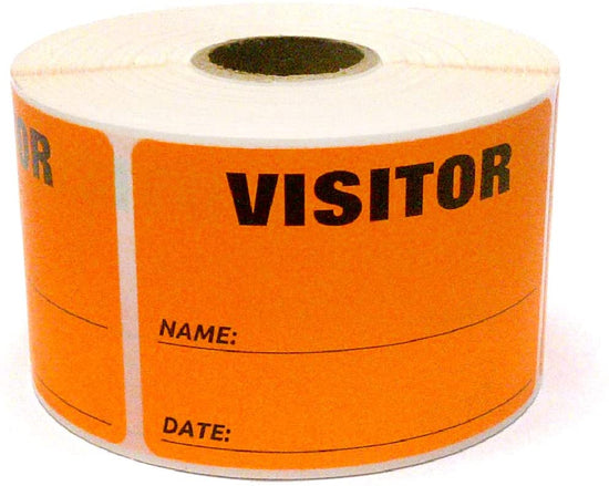 3" x 2" Labels Pass 500 Labels Orange “Visitor ” Labels 1" Core