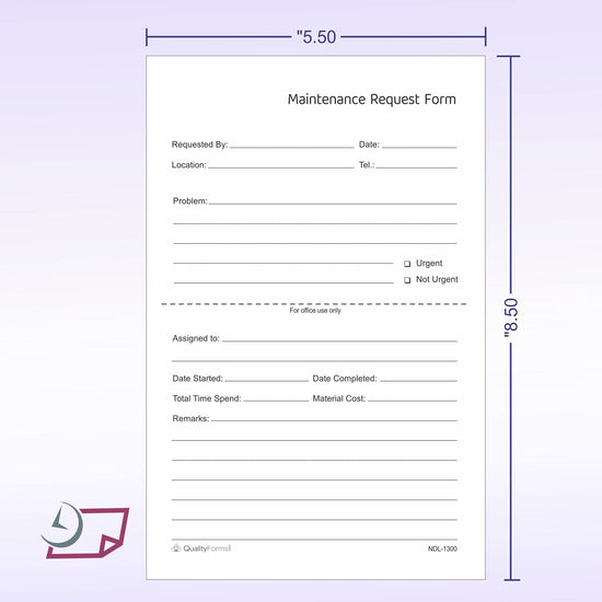Maintenance & Repair, Request Forms, 5.5" x 8.5"