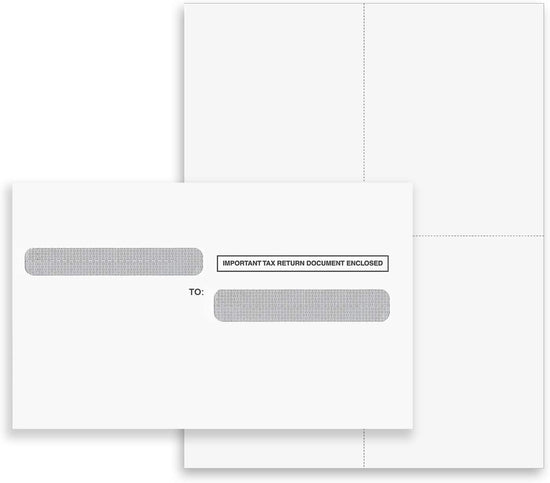 W-2 and 1099-R Forms Blank Paper 4-Up Version for Laser and Ink Jet Printer (50 Forms & Self Seal Envelopes)