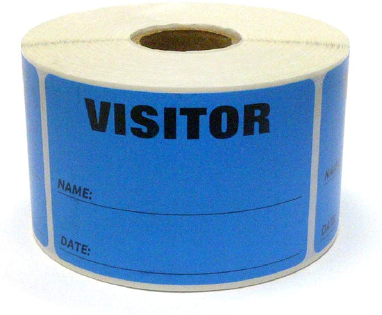 3" x 2" Labels Pass 500 Labels Blue “Visitor ” Labels 1" Core